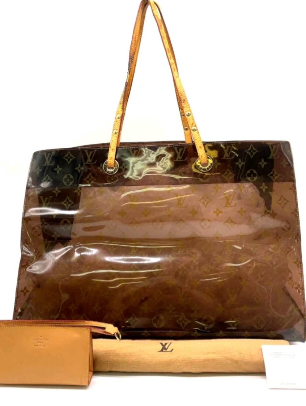 SALE! Auth Louis Vuitton Monogram Vinyl Brown Cabar Cruise GM Tote W/DB/Pouch